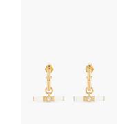 V By Laura Vann Womens Gold Dyllan 18ct Yellow Gold-plated Vermeil Recycled Sterling-silver and White Topaz Hoop Earrings