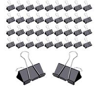 V-chen 144 Pcs 1'' Black Binder Clips, Medium Paper Clamps, 100 Pages Capacity, Modern Style, Tempered Steel, 1 Inch, Black