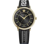 V-Circle Leather Bracelet Watch, male, Versace, Watches, Black, ONE SIZE, Accessories ONE SIZE
