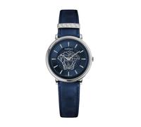 V Circle Leather Strap Watch Black - female - Versace - Watches - Gray - ONE SIZE - Accessories ONE SIZE