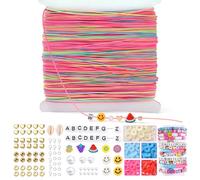 V·Colokishi 1mm x 100m Rainbow Elastic Bracelet String, Bracelet Making Kit, Stretch Elastic String Cord for Bracelet Making, Beading Cords Threads for Jewelry Making, Necklaces, Beading and Crafts