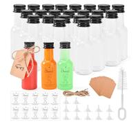V·Colokishi 24 Pack 25ml Mini Liquor Bottles, Small Plastic Bottle, Miniature Alcohol Shot Bottles with Lid Small Wine Bottle with Funnels, Brush, Tag, Stickers for Weddings and Parties