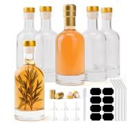 V·Colokishi 6 Pack 100ml Small Glass Bottles, Mini Alcohol Little Shots Bottles with Cork Stopper, Glass Straws for Liquor, Vodka, Wine, Whiskey, Beverages, Oil and Vanilla Extract