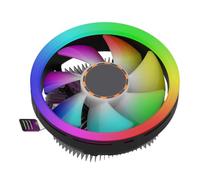 V CPU Air Cooler 12cm Aluminum Heat Sink Fan for Lga115x | 5 Color LED Light, Ultra Quiet 19.6 Dba Operation, Black Low Profile Design for 90w Platforms