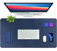 V-CUBE Designs Desk Mat |90X45cms| Premium Vegan Leather Laptop Mat/Mouse Pad for Work from Home/Office/Gaming Reversible Deskspread with High Tear/Peel Strength|Anti-Skid,Anti-Slip,Splash-Proof|Blue