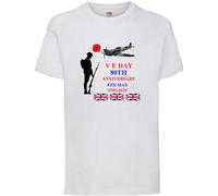 V E Day 80th Anniversary Soldier 8th May1945-2025 Poppy T-Shirt (UK, Numeric, 34, 36, Regular, Regular, White)