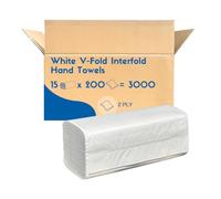 V Fold Interfold Paper Hand Towels White (3000 Qty) 2ply Strong Thick Resilient to Tearing - Perfect for Dispensers