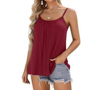 V FOR CITY Ladies Camisole with Built in Bra Going Out Tank Top Ladies Summer Sleeveless Vest Red L
