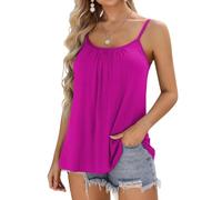 V FOR CITY Ladies Camisole with Built in Bra Going Out Tank Top Summer Sleeveless Cami Magenta Purple L