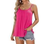V FOR CITY Womens Camisole with Built in Bra Going Out Tank Top Ladies Summer Vest Sleeveless Cami Pink XL
