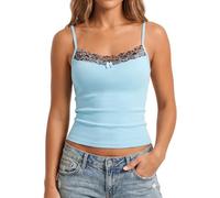 V FOR CITY Women's Y2K Camisole Sleeveless Spaghetti Strap Vest Blue XS