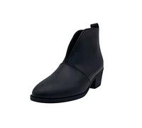 V Front Ankle Boots for Women Low Heel Ankle Shoe Boots Warm Winter Ankle Boots Pull On Fall Fashion Ankle Booties for Party Wedding Concert Black