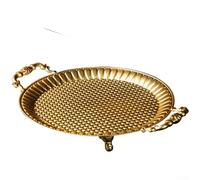V Gold Metal Two Tier Dessert Stand, European Decorative Cake Display Plate For Weddings Birthdays Parties And Special Events(C)