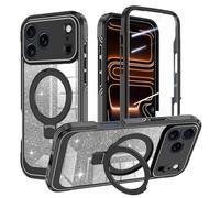 v-Golvin for iPhone 17 Pro Max Case,[Magnetic Stand][Fit for MagSafe][Glitter Card][Built-in 9H+ Screen Protector],Military-Grade Drop Proof Cover for Apple iPhone 17 Pro Max 6.9",Black