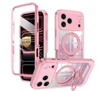 v-Golvin for iPhone 17 Pro Max Case,[Magnetic Stand][Fit for MagSafe][Glitter Card][Built-in 9H+ Screen Protector],Military-Grade Drop Proof Cover for Apple iPhone 17 Pro Max 6.9",Pink