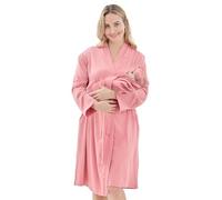 V.&GRIN Mommy and Me Robe and Swaddle Set, Maternity Robe and Matching Baby Blanket | Hospital Outfits Labor Delivery(Coral PinkL/XL)