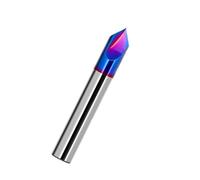 V Groove Router Bit, Carbide Chamfer End Mill 90 degree 2-3 Flute Nano Blue Coated HRC65 For Wood Metal 3-12mm(D4X50LX90R 3Flute)