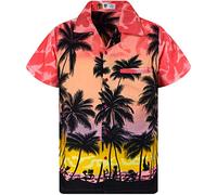 V.H.O. Funky Hawaiian Blouse Shirt, Shortsleeve, Beach, Eclectic Red, M
