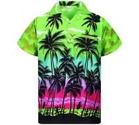 V.H.O. Funky Hawaiian-Shirt Men Regular-Fit Short-Sleeve Aloha Summer Shirt Beach Holiday Vacation Palms