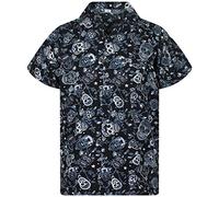 V.H.O. Funky Hawaiian-Shirt Men Regular-Fit Short-Sleeve Aloha Summer Shirt Skull Day of The Dead Unisex