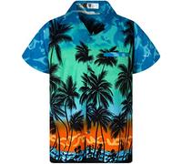 V.H.O. Funky Hawaiian Shirt, Shortsleeve, Beach, Eclectic-Turquoise, 3XL