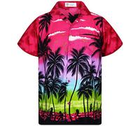 V.H.O. Funky Hawaiian Shirt, Shortsleeve, Beach, Pink, XS