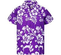 V.H.O. Funky Hawaiian Shirt, Shortsleeve, Hibiscus, Purple, L