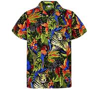 V.H.O. Funky Hawaiian Shirt, Shortsleeve, Jungle, Black, 7XL