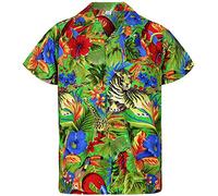 V.H.O. Funky Hawaiian Shirt, Shortsleeve, Jungle, Green, 5XL