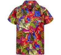 V.H.O. Funky Hawaiian Shirt, Shortsleeve, Jungle, Pink, 6XL