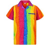 V.H.O. Funky Hawaiian Shirt, Shortsleeve, Rainbow-Vertical, Multicolored, 7XL
