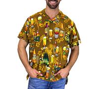 V.H.O. Men's Beerbottle-Shirt Short-Sleeve Casual-Button-Down Hawaii-Vacation, Beerbottle, Brown, 3XL