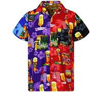 V.H.O. Men's Beerbottle-Shirt Short-Sleeve Casual-Button-Down Hawaii-Vacation, Beerbottle, Random-Mixed-Colours, XS