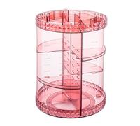 V-HANVER 360 Rotating Acrylic Makeup Organiser, Multi-Function Adjustable Spinning Skincare Organizer, Pink Perfume Display Holder, Cosmetic Storage Case for Beauty Vanity, Bedroom, Bathroom, Kitchen
