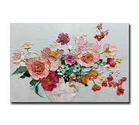 V-inspire Art,24X36 Inch Modern Abstract Hand Painted Colorful Flower Oil Paintings Acrylic Canvas Paint Knife Painting Hanging Painting Living Room Bedroom Wall Art Home Decoration
