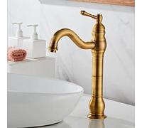 V-intage Sink Bathroom, 360 Swivel Spout Antique Brass, Cold Hot Mixer V-intage Vanity Tap, Single Handle Bathroom, Black, High Mixer Tap