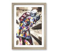 V-J Day in Times Square WW2 Kiss in Abstract Framed Print | A2 Oak Framed Wall Art | Ready to Hang | Abstract Fantasy Picture | Living Room Bedroom Lounge Office