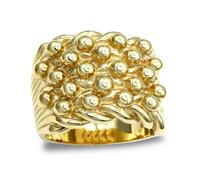 (V) Jewelco London Men's Solid 9ct Yellow Gold 5 Row King George III Keeper Guard Rope Edge Ring - JRN085