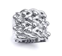 (V) Jewelco London Men's Solid Rhodium-plated Silver 4 Row King George III Keeper Guard Rope Edge Ring - ARN205