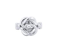 (V) Jewelco London Rhodium Silver Square Double Love Knot Ring - ARN160