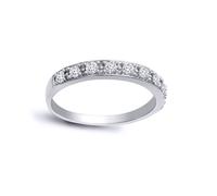 (V) Jewelco London Solid 9ct White Gold 4 Claw Set Round H I2 0.31ct Diamond Smooth Pave Half Eternity Ring 2.5mm - 9R480