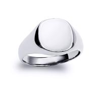 (V) Jewelco London Solid Rhodium-plated 925 Sterling Silver Polished Square Cushion Signet Ring - ARN123