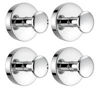 V-Kitpater Heavy Duty Suction Hooks 4 Pack, Chrome Plated 304 Stainless Steel No Drill Hooks for Bathroom Kitchen Tile Glass, Wreath Hanger for Front Door & UPVC, 10lb Waterproof Reusable No Residue