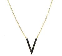 V Letter Shape Triangle Stone Black Geometric Pendant Necklaces Statement Necklace Party Jewelry For Women 925 Silver