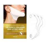 V-Line Face Lifting Chin Mask - 24K Gold & Collagen Hydrogel Chin Strap for Jawline Shaping, Hyaluronic Acid, Retinol & Vitamin E Neck Firming Mask for Wrinkles, Hydration & Skin Repair(4-Pack)