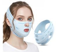 V Line Face Lifting Chin Mask, Breathable Double Chin Reducer Lifting Strap, V Shape Slimming Chins Straps for Jawline Sagging Cheeks, Facial Liftings Belt for Women and Men Anti-Ageing (Blue)