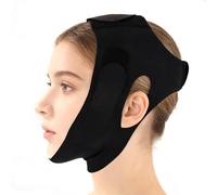 V Line Face Lifting Masks, Breathable Reusable Adjustable Nylon Face Jaw Lift Mask Ice Cool Chin Strap for Double Chin Reduction & V Shaped Jawline Contouring (Black)