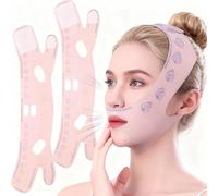 V Line Face Mask Reusable,2 Pcs Breathable and Comfortable Chin Strap Breathable V Shape Slimming Band for Jawline Contouring Anti-Wrinkle Sleep Bandage for Women & Men