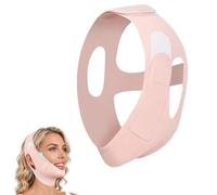 V Line Lifting Collagen Mask, Reusable Lifting Mask with Chin Strap for Sleeping, Face Lift Prevent Sagging, Jaw Exerciser, Double Chin Reducer Strap Eliminator Remover for Women Men (Pink)