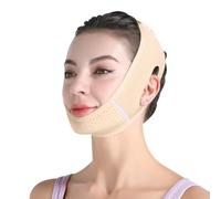 V Line Lifting Mask Chin Reducer for Sleeping, Double Chin Eliminator, Jaw Exerciser, Jawline Shaper, Face Lift Device, Comfortable & Adjustable Design Skin Care Tools (Khaki, One Size)